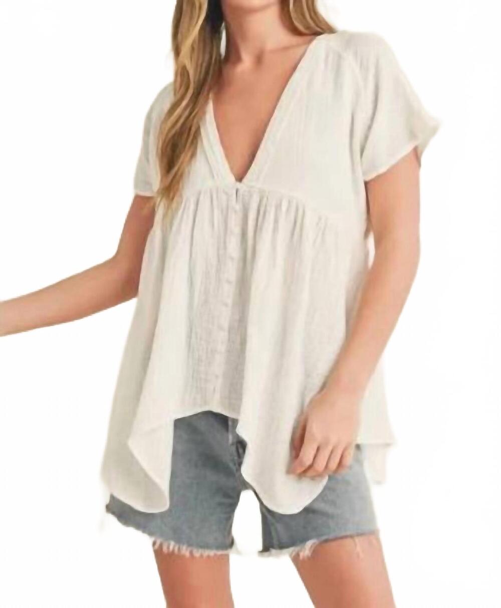 NEW AEMI + CO relaxed cotton blouse in white